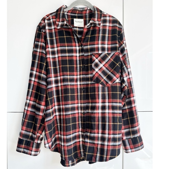 Abercrombie & Fitch Soft A&F Plaid Flannel Long Sleeve Shirt Button Up Sz Large - Picture 1 of 4